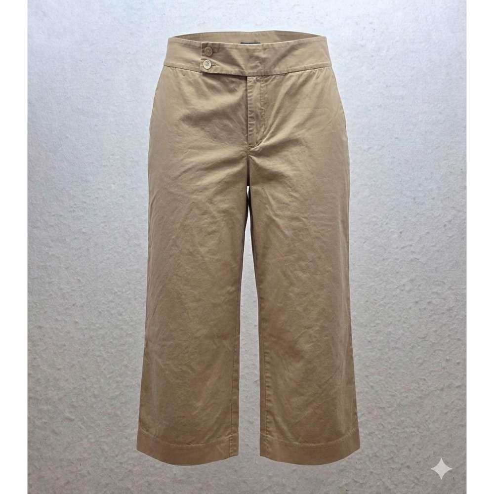Lauren Ralph Lauren Women's Beige Paperbag Wide Leg Capri Pants. Size 12
